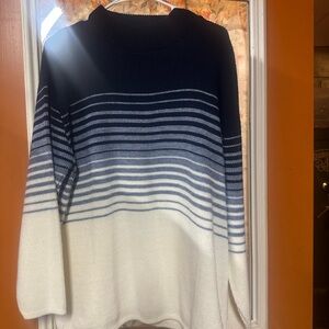 Willow Ridge Navy and White Gradient Women's Sweater